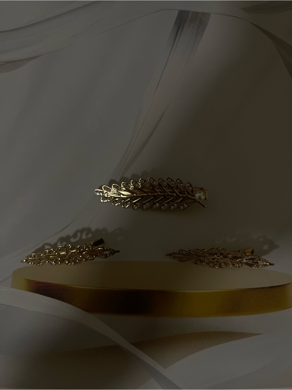 Gold Leaf Hair Clips - Set of 3